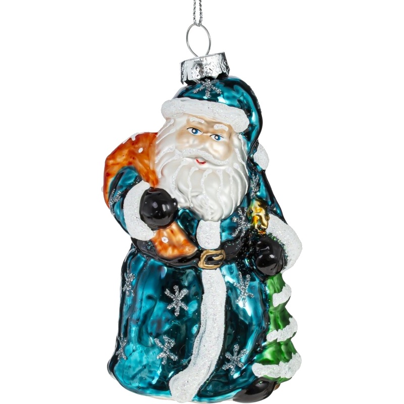 Изображение товара Ёлочная игрушка Дед Мороз стекло разноцветная высотой 12 см