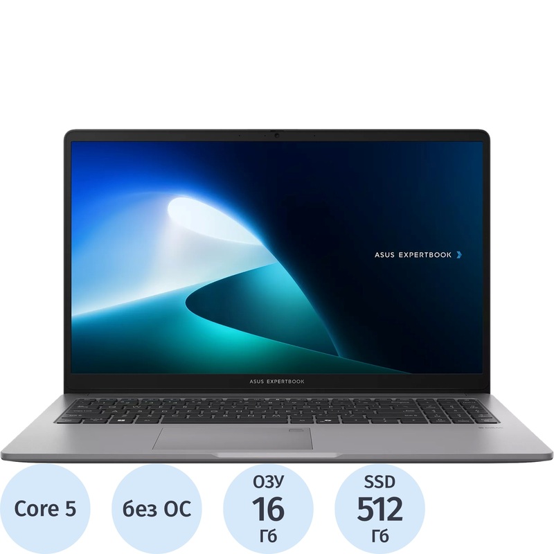 Изображение товара Ноутбук Asus ExpertBook P1 P1503CVA-i5H16512G0D 15.6" серый Intel Core 5 210H/16 ГБ/SSD 512 ГБ (90NX0881-M03530)