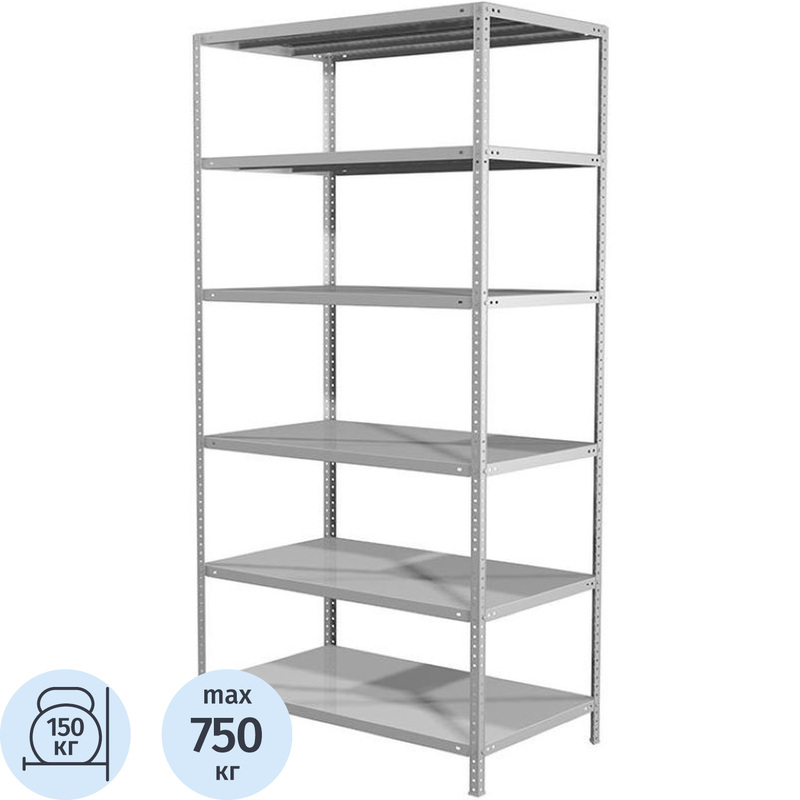 Изображение товара Уценка. Стеллаж металлический Практик MS Str 200/100х40/6Ком (6 полок, 1000х400х2000 мм)