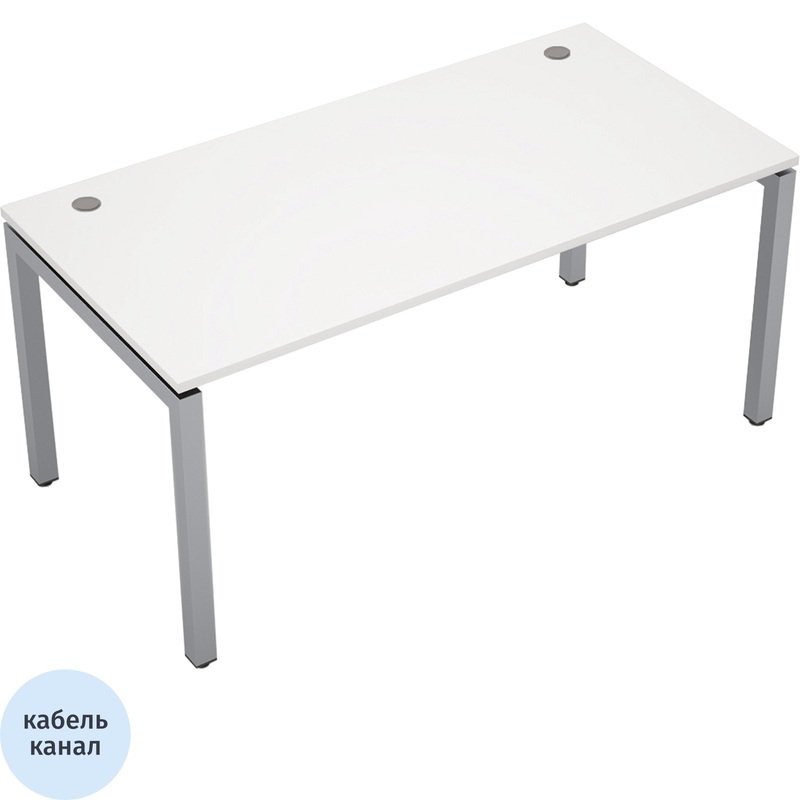 Изображение товара Стол прямой Avance 6М.564 белый/алюминий матовый офисный с кабель-каналом