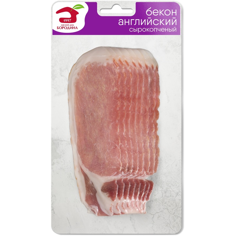 Изображение товара Английский сырокопченый бекон нарезка 95 г от Мясной дом Бородина РФ