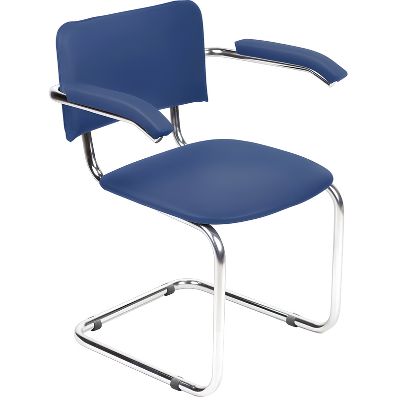 Изображение товара Офисный стул Silwia Arm синий из искусственной кожи и хромированным металлом