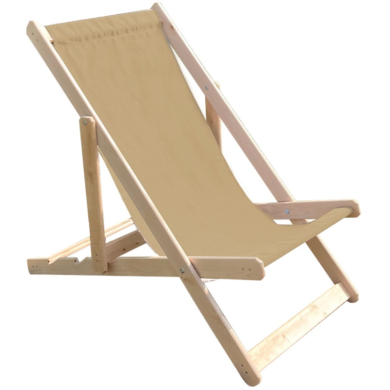 Изображение товара Деревянный складной шезлонг бежевый для отдыха сад и дача
