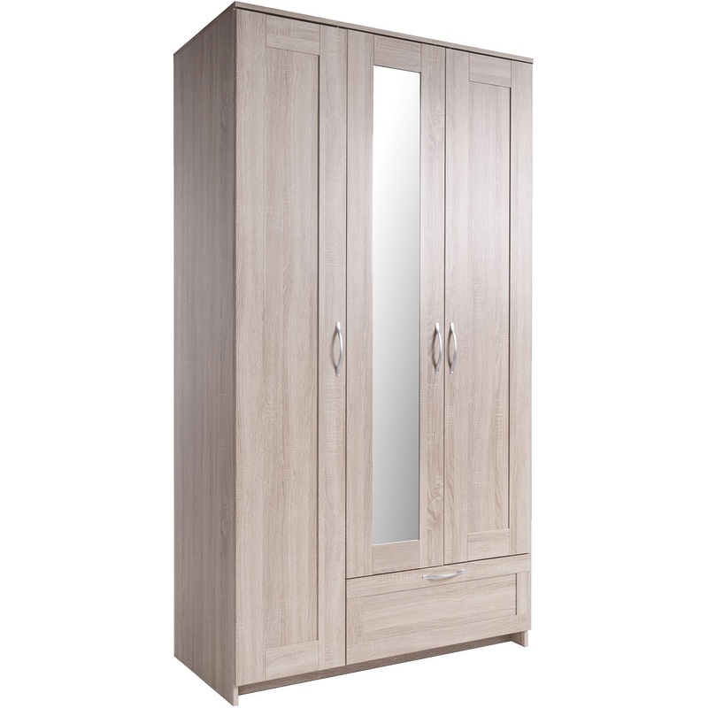 Изображение товара Трехдверный шкаф для одежды ГУД ЛАКК с зеркалом и ящиком дуб сонома