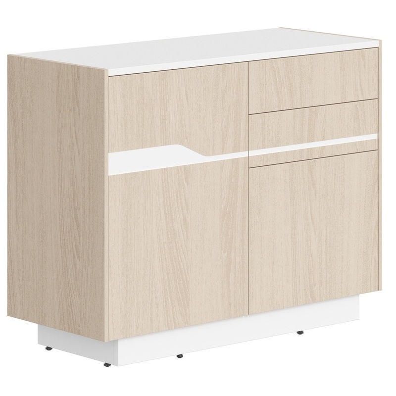 Изображение товара Тумба приставная Line СФ-572102 из дуба светлого и белого премиум с 4 ящиками