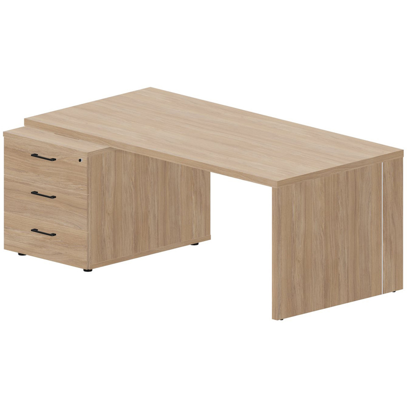 Изображение товара Стол руководителя Norman NR180T3G с тумбой левый, дуб светлый