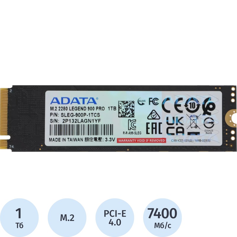 Изображение товара SSD накопитель ADATA Legend 900 Pro 1 ТБ PCI-E 4.0 NVMe высокоскоростной Изображение товара SSD накопитель ADATA Legend 900 Pro 1 ТБ PCI-E 4.0 NVMe высокоскоростной