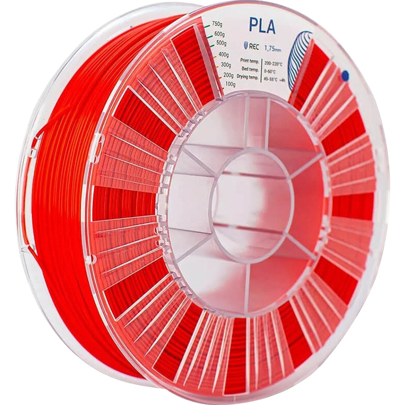 Изображение товара Пластик PLA Rec красный матовый 1.75 мм 0.75 кг для 3D-принтера