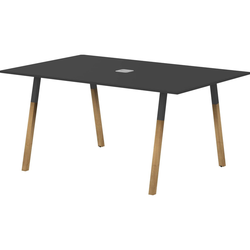 Изображение товара Стол для переговоров Forta на комбинированном каркасе с кабель каналом (черный графит/антрацит/бук, 1580х1020х733 мм)