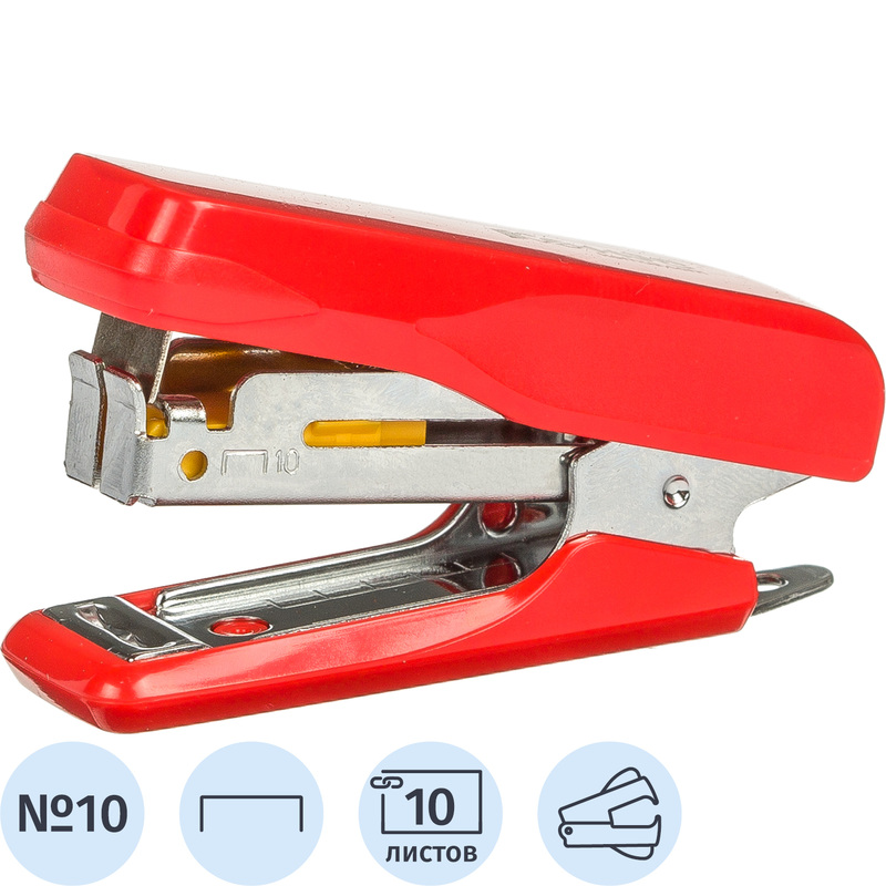 Изображение товара Степлер мини Комус PSR1010 до 10 листов красный с антистеплером