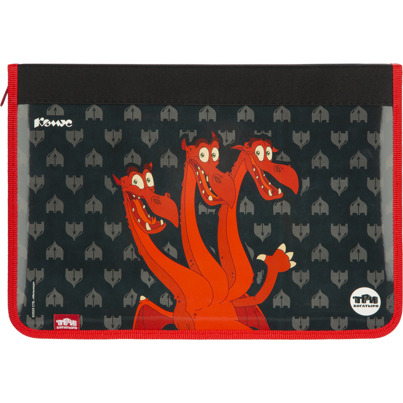 Изображение товара Папка для труда Комус Три Богатыря Горыныч А4 картон с 1 отделением на молнии