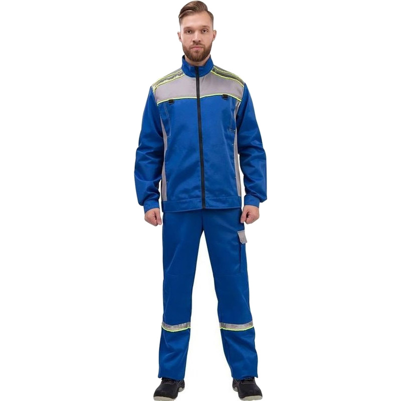 Изображение товара Костюм рабочий летний мужской л26-КПК куртка и полукомбинезон васильковый/серый