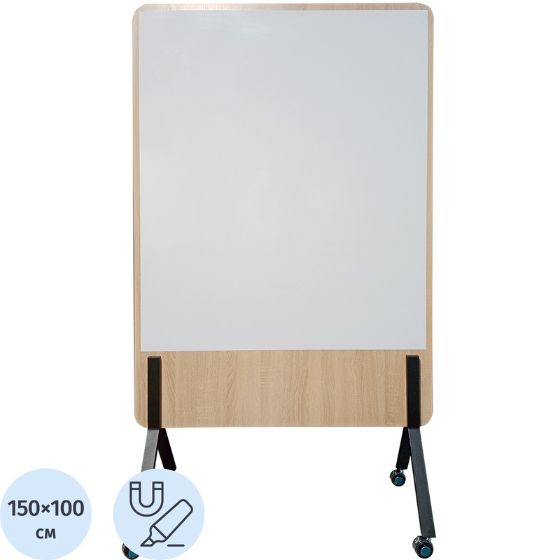 Изображение товара Доска магнитно-маркерная BoardSYS Wood 150x100 см односекционная с полимерным покрытием (на колёсиках)