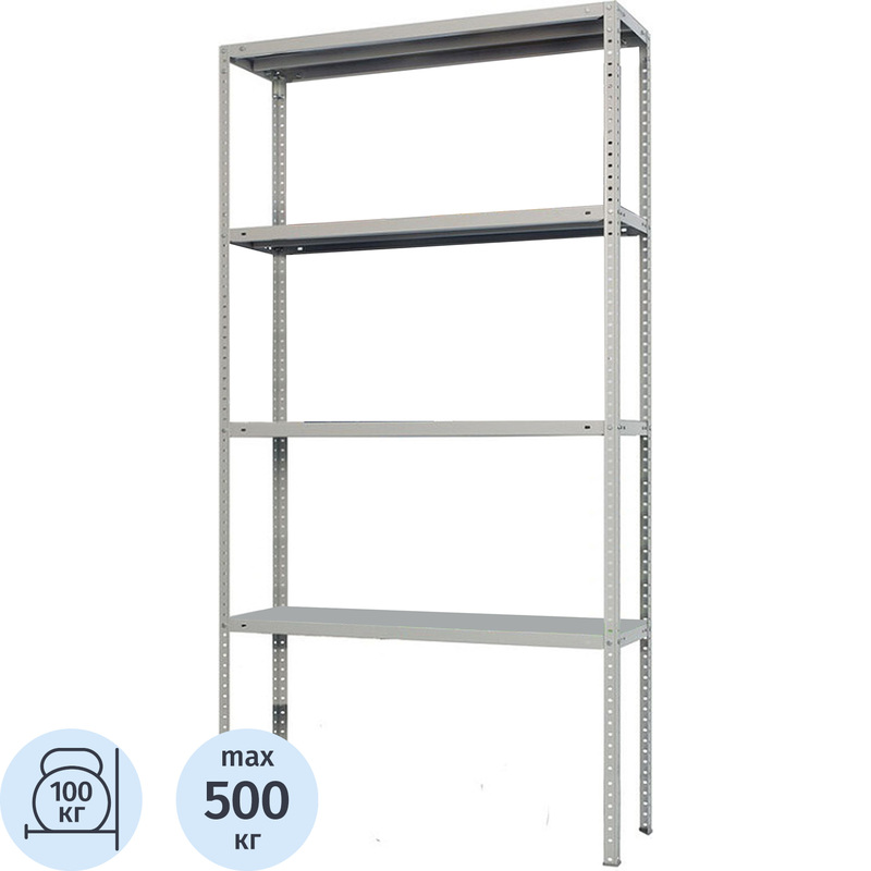 Изображение товара Металлический стеллаж Практик MS 120 4 полки для документов и грузов Россия