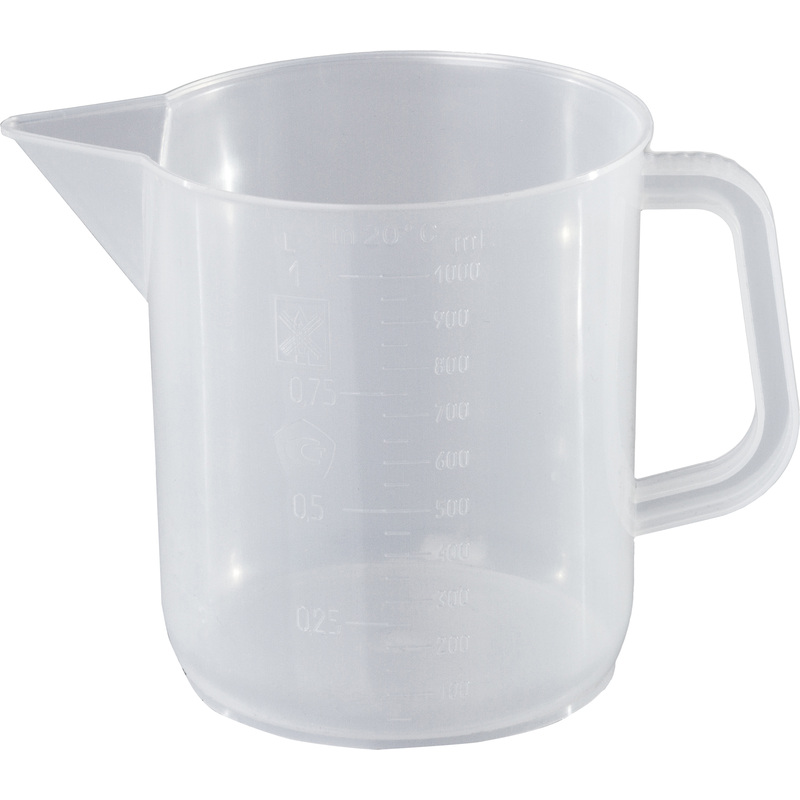 Изображение товара Мензурка бесцветная полипропиленовая 1000 мл с делениями