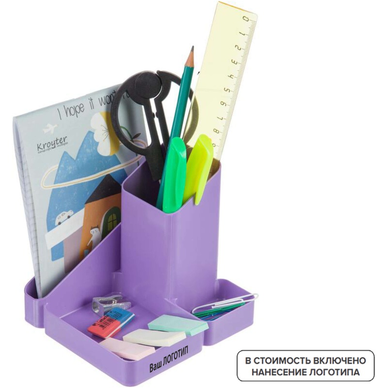 Изображение товара Стильный фиолетовый подставка-органайзер Attache Акварель 4 отделения