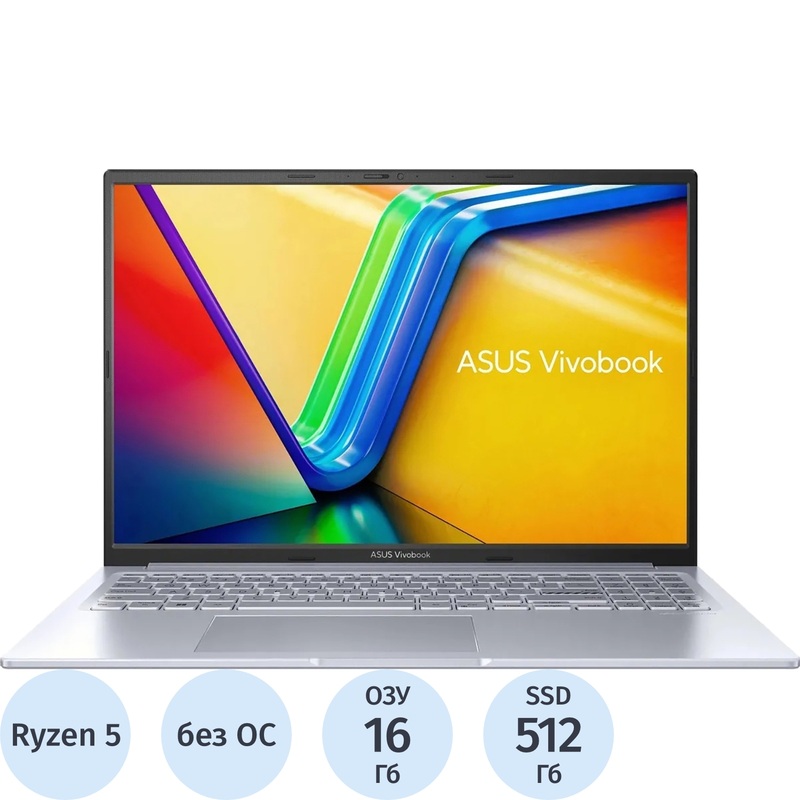 Изображение товара Ноутбук Asus VivoBook 16X M3604YA-MB303 16" серебристый AMD Ryzen 5 7430U/16 ГБ/SSD 512 ГБ (90NB11A2-M00D80)