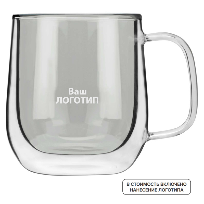 Изображение товара Кружка Ubud стекло 250 мл с индивидуальной печатью объем 250 мл двойная стенка