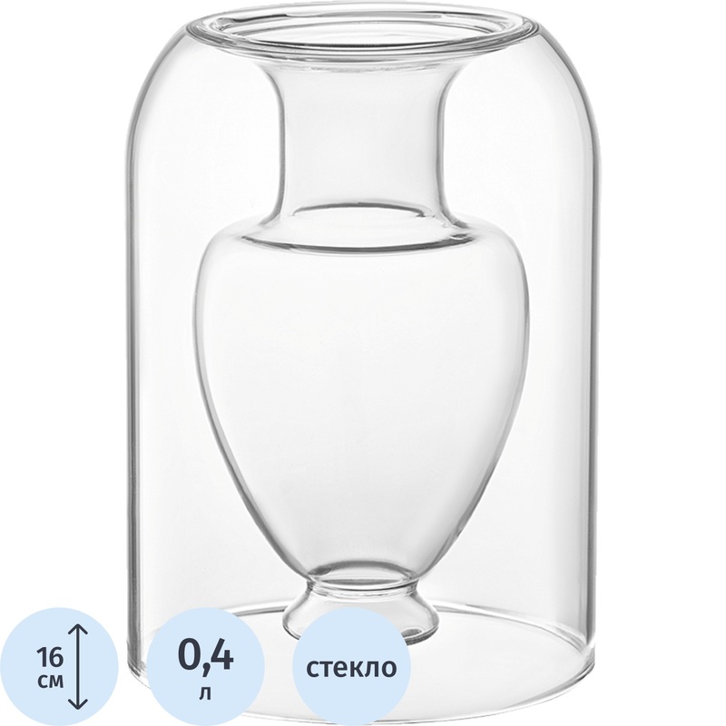 Изображение товара Ваза для цветов Bergenson Bjorn Muse прозрачная высота 16 см