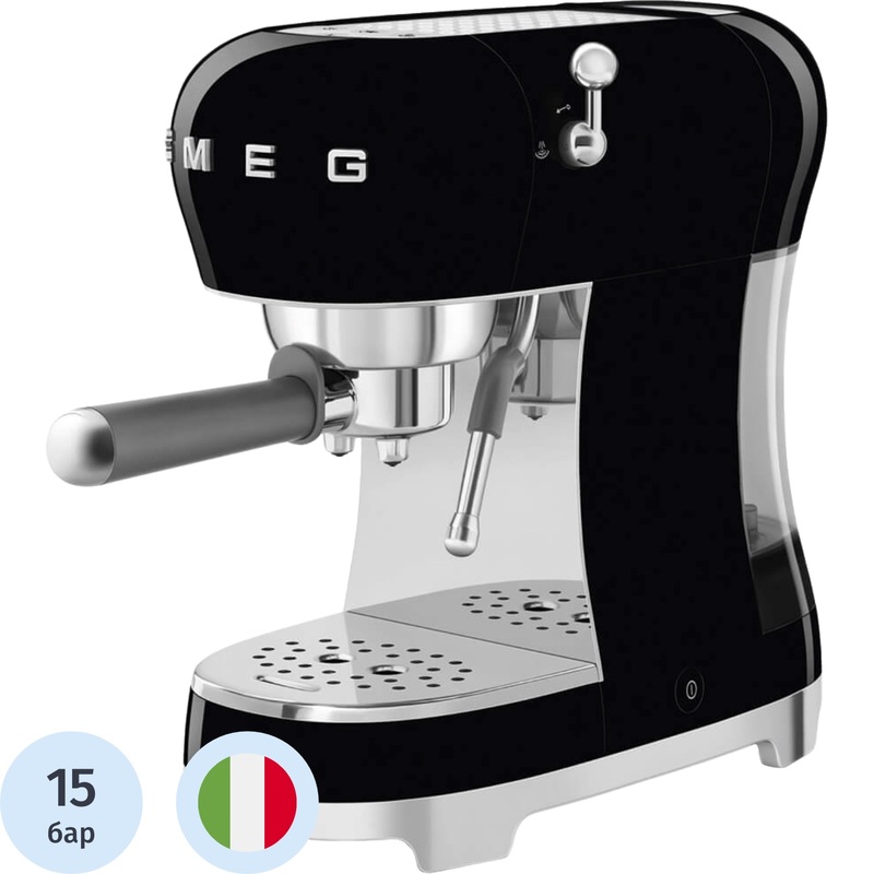 Изображение товара Кофемашина рожковая Smeg ECF02BLEU чёрная с капучинагом и регулировками