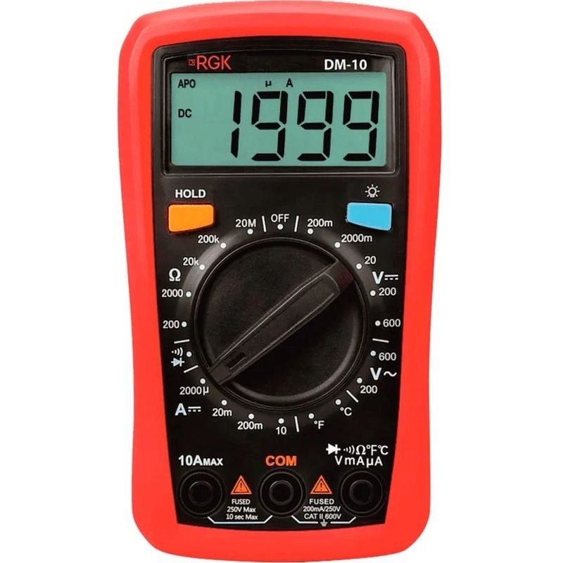 Изображение товара Цифровой мультиметр RGK DM-10 для измерения электросетей температуры сопротивления