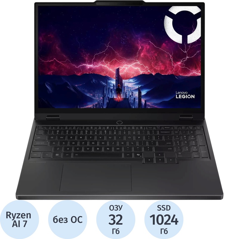 Изображение товара Ноутбук игровой Lenovo Legion 5 15.1" чёрный AMD Ryzen AI 7 350/32 ГБ/SSD 1024 ГБ/NVIDIA GeForce RTX 5060 (83F1003DRK)