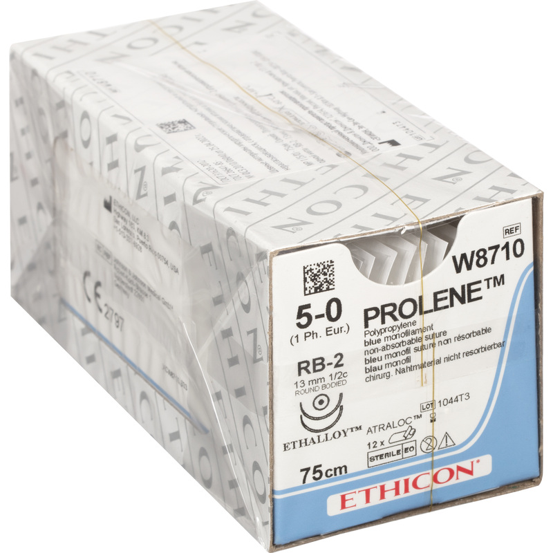 Изображение товара Шовный материал хирургический Ethicon 5/0 колющая игла 13 мм в упаковке 12 штук