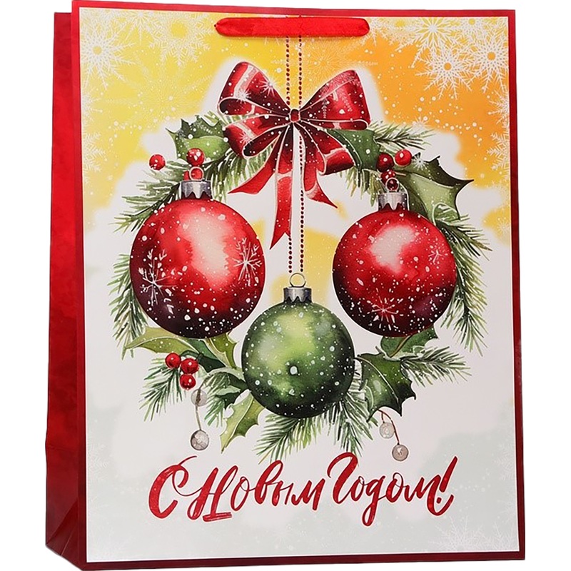 Изображение товара Подарочный ламинированный пакет Upak Land Новогодние шары 49x40x19 см