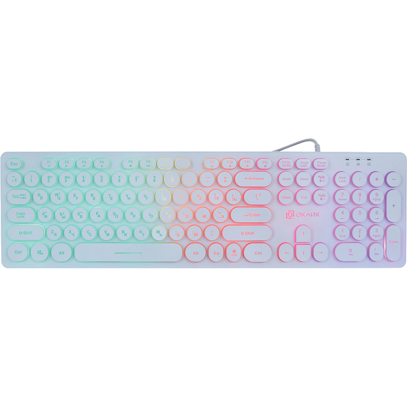 Изображение товара Проводная клавиатура Oklick 420MRL мембранная USB с подсветкой белая