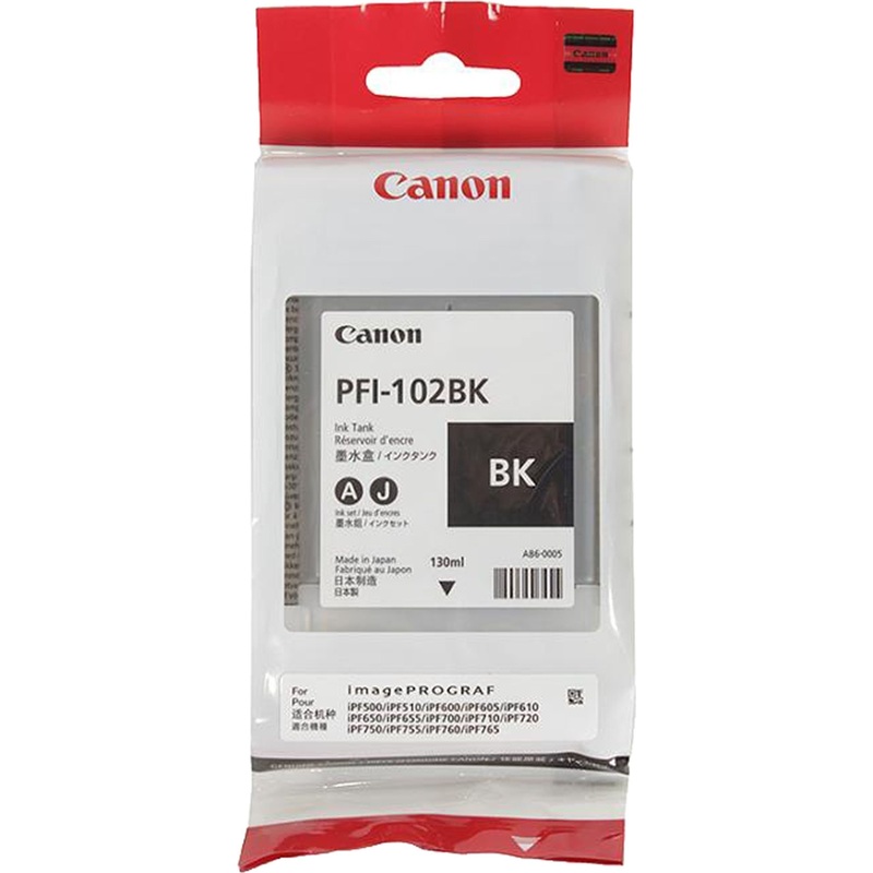 Изображение товара Оригинальный черный картридж Canon PFI-102BK 130 мл для imagePROGRAF
