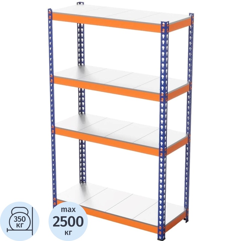 Изображение товара Стеллаж металлический ГТС Профи-Т оцинкованный 4 полки 1240х770х2000 мм