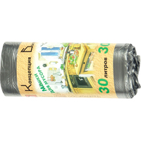 Мешки для мусора Концепция быта 30 л черные (ПНД 10 мкм, 30 штук в  рулоне)