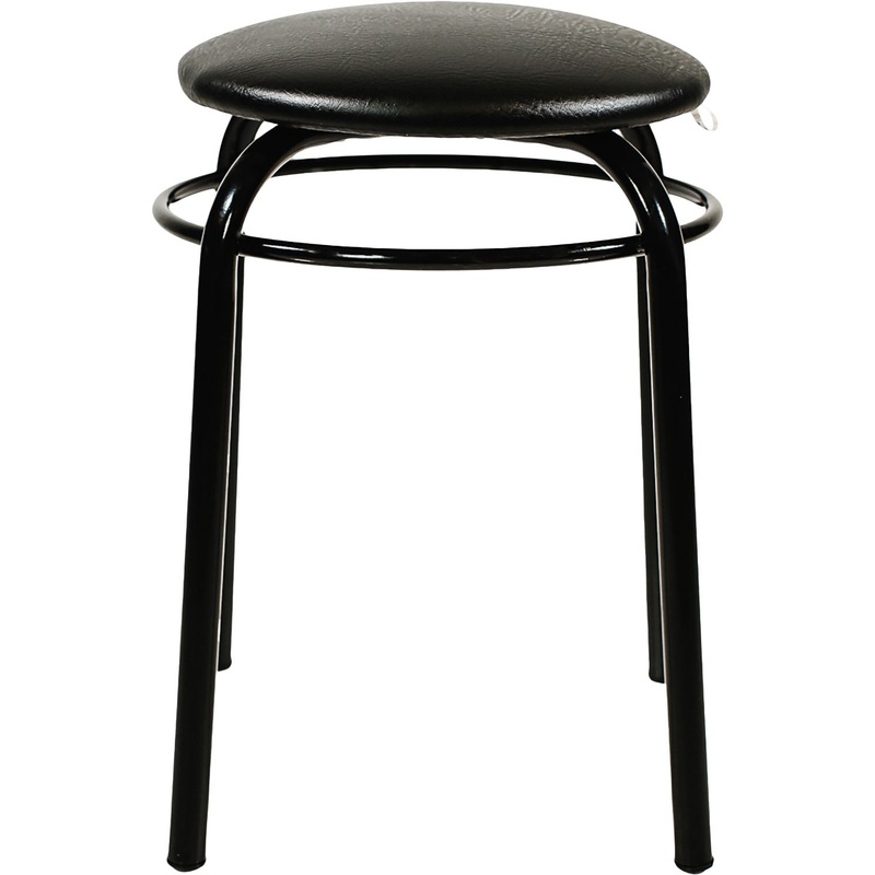 Изображение товара Стильный чёрный табурет из искусственной кожи с металлическим каркасом