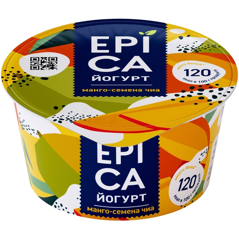 Изображение товара Йогурт Epica с манго и семенами чиа 130 г лимитированная серия