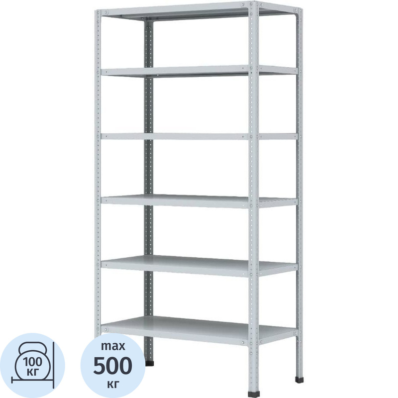Изображение товара Стеллаж металлический Пакс металл МС-236/500 (6 полок, 1000х300х2000 мм)