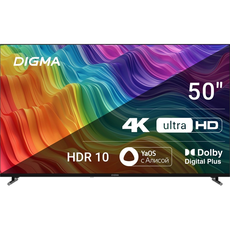 Изображение товара Телевизор 50 дюймов Digma DM-LED50UBB33 Ultra HD 4K Яндекс.ТВ Wi-Fi Bluetooth