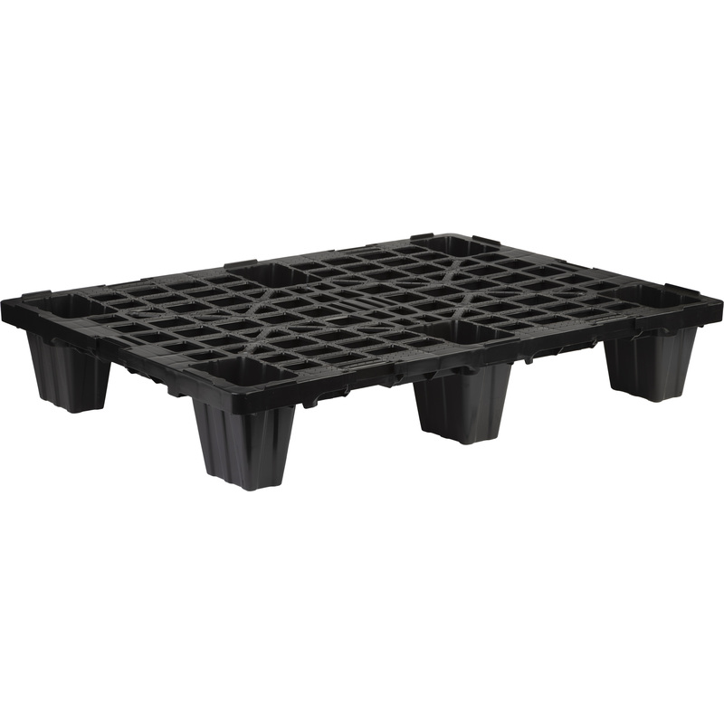 Изображение товара Паллет из ПНД перфорированный 800х600х140 мм чёрный на 6 ножках
