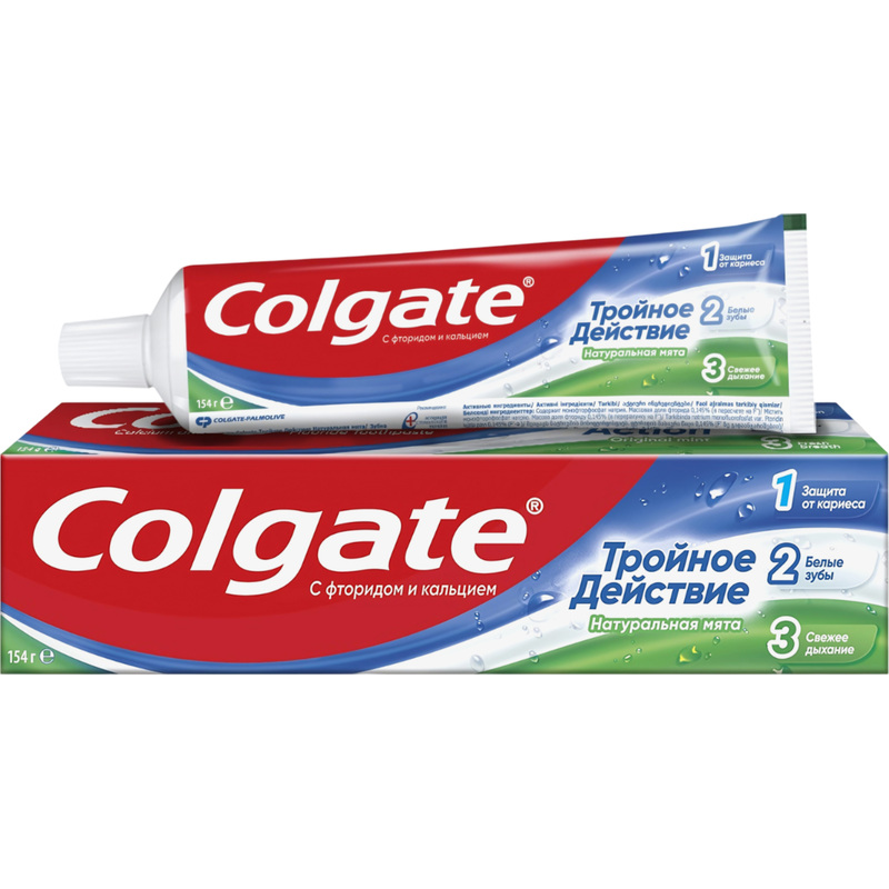 Изображение товара Зубная паста Colgate Тройное Действие с мятным вкусом 100 мл для защиты и отбеливания
