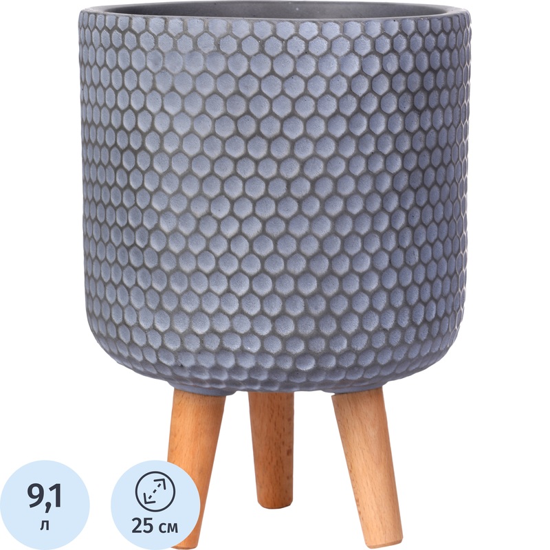 Изображение товара Idealist Ханни 9.1 л дымчато серый напольное кашпо без поддона
