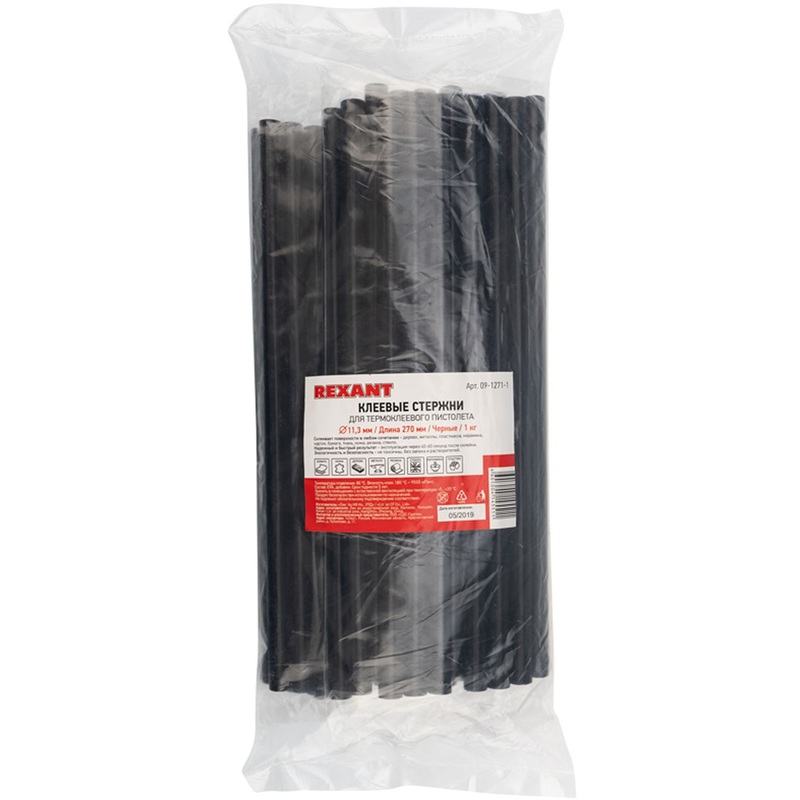 Изображение товара Клеевые стержни Rexant 11х270 мм чёрные 1 кг для термопистолета