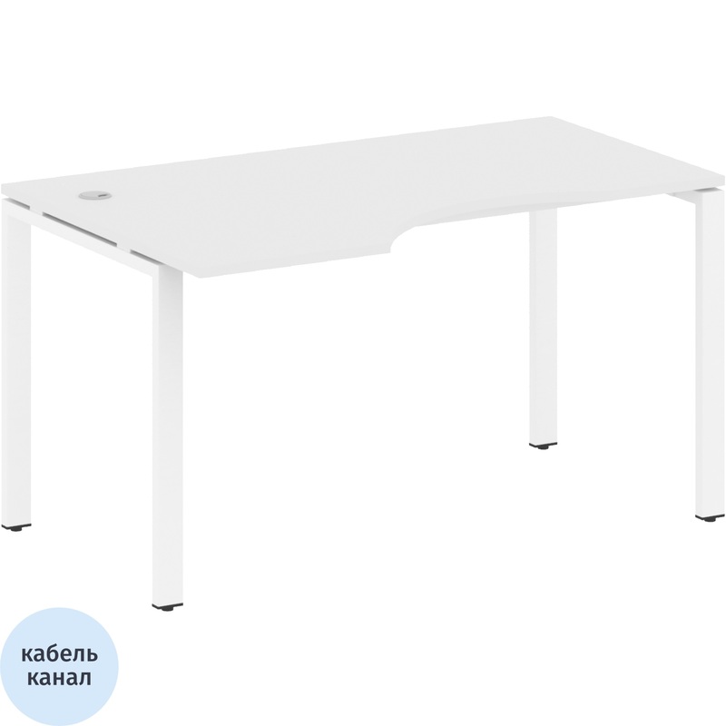 Изображение товара Эргономичный рабочий стол Metal System Style БП.СА-2 Л белый 1400x900x750 мм
