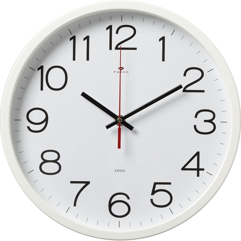 Изображение товара Настенные часы Рубин 3027-121W круглый корпус 30 см белый кварцевые