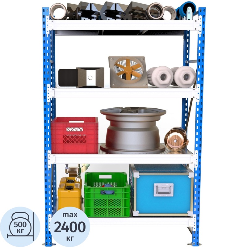 Изображение товара Металлический стеллаж SGR-V-1864-2,5 с 4 полками 1800х600х2500 мм