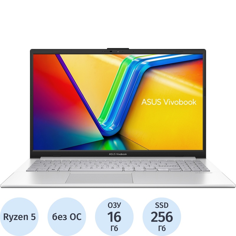 Изображение товара Ноутбук Asus Vivobook Go 15 E1504FA-BQ5529 15.6" серебристый AMD Ryzen 5 40/16 ГБ/SSD 256 ГБ (90NB0ZR1-M07PU0)