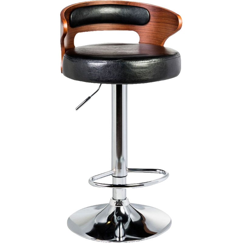 Изображение товара Стул барный Dobrin Fred чёрный/хромированный (искусственная кожа/металл)