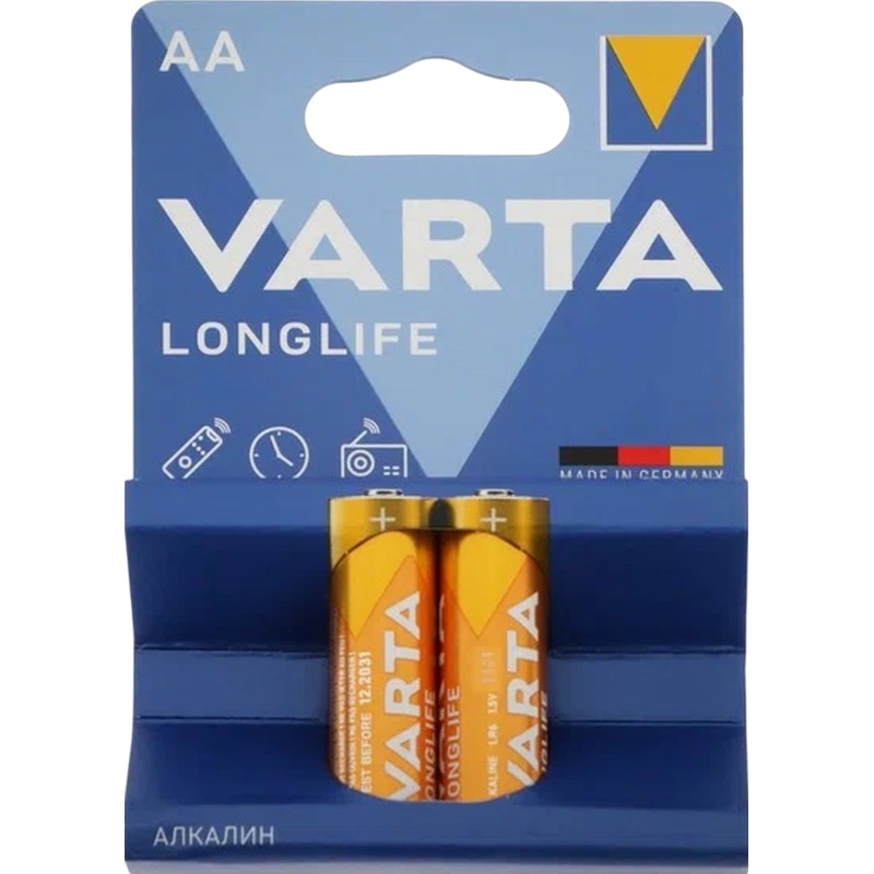 Изображение товара Батарейка AA пальчиковая Varta Longlife (2 штуки в упаковке, 4106101412)
