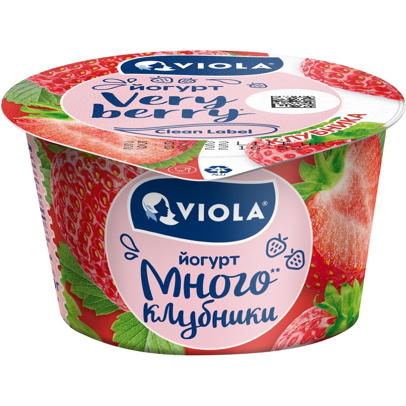 Изображение товара Йогурт Viola Very Berry клубника 2.6% 180 г натуральный продукт