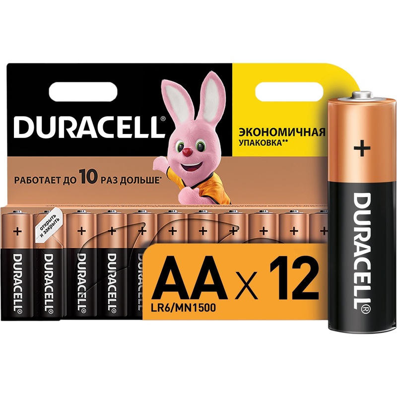 Изображение товара Батарейка пальчиковая AA Duracell Basic 12 шт в упаковке надежное питание