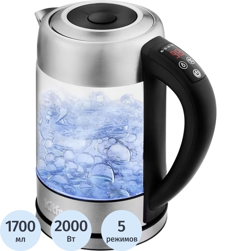 Изображение товара Чайник электрический Kitfort КТ-624 серебристый