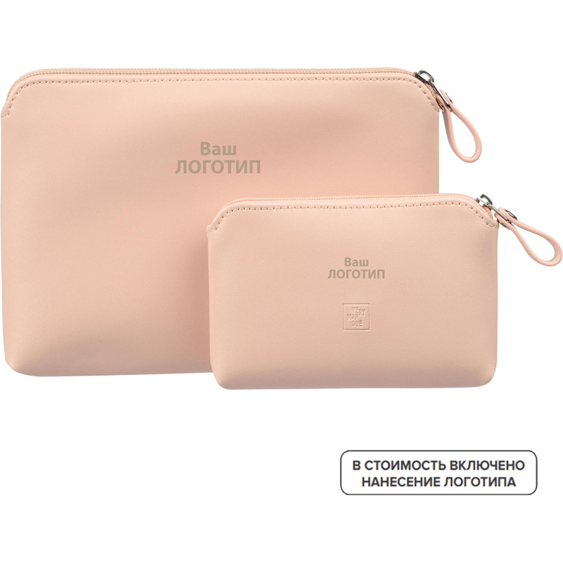 Изображение товара Набор косметичек Manifold из искусственной кожи розовый 20 штук с логотипом